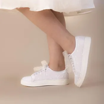 Dívčí tenisky StudioAgnesDívčí boty Sneaker FIFI tenisky satén/krajka bílé Barva: Bílá, Velikost: 36, Materiál: Satén/Krajka