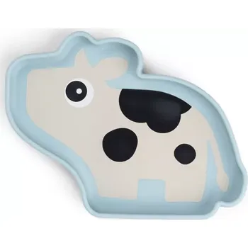 DONE BY DEER silikonový talíř Stick and Stay Dotti modrá