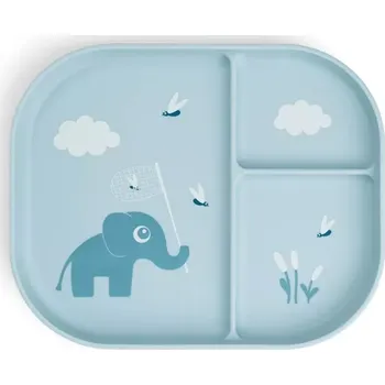 dětská jídelní sada DONE BY DEER Foodie dělený talíř Elphee modrá