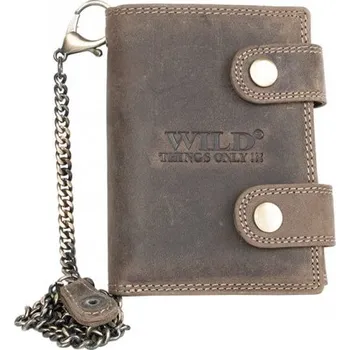 Peněženka Kožená peněženka Wild se dvěma upínkami, 50 cm dlouhým řetízkem a karabinkou