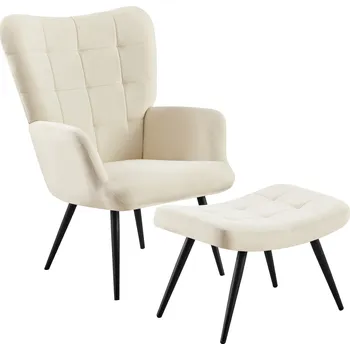 Obývací stěna Křeslo s podnoží, bílá Velvet látka/černá, HABEN