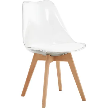 Židle, transparentní, akryl/ekokůže/buk, BALI 2 NEW