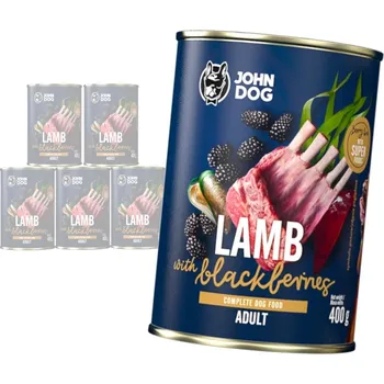 Krmivo pro psa John Dog BERRY LINE jehněčí s ostružinami krmivo mokrá sada 6 x 400 g
