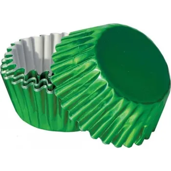 Mini košíčky na pralinky hliníkové zelené/stříbrné 50 ks