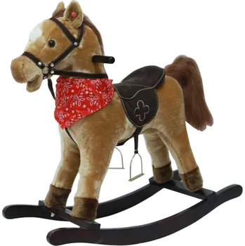 Houpací kůň světle hnědý - výška sedátka 46 cm, zvukové efekty koně, pohyblivá tlama a ocas