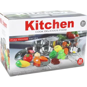 Dětská kuchyňka Kovová sada nádobí s příslušenstvím 30 ks