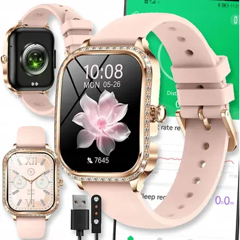 Hodinky CHYTRÝ NÁRAMEK CHYTRÉ HODINKY ŘEMÍNEK HODINKY SMART RŮŽOVÉ AMOLED DÁMSKÉ HODINKY