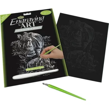 omalovánky Škrábací obrázek stříbrný - Nosorožec