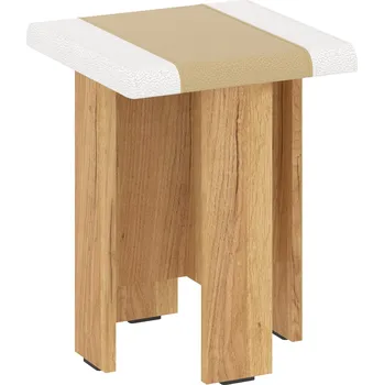 Taburet Slevadoma Taburet T-3-VIP Barva: dub tacho, Materiál: koženka - šedá + bílá (premium)