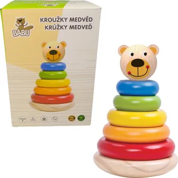 BABU - Skládací pyramida barevné kroužky MEDVĚD
