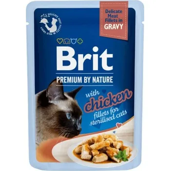 Volný čas Brit Premium by Nature Cat Delicate Fillets in Gravy with Chicken for Sterilised 3 × 85 g
