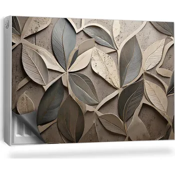 Obraz Kryt na radiátor Vyřezávané listy Rostlinná kompozice Kov 90x60