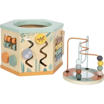 Dřevěná hračka Small Foot Motorická kostka se 7 hracími plochami - Safari