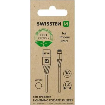 Datový kabel SWISSTEN TPU datový kabel USB-A / Lightning, délka 1,2 m (EKO BALENÍ) Barva: Bílá