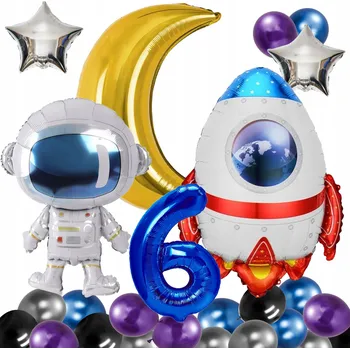 Balónek BALÓNKY k narozeninám 6 LET KOSMOS RAKETA ASTRONAUT