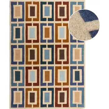 Koberec Modro-oranžový ručně tkaný vlněný koberec 160x230 cm Retro Blocks – Flair Rugs ID_1687848