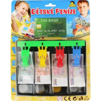Dětská kuchyňka Peníze dětské české set pokladna zásuvka s penězi a kreditní kartou | 224228