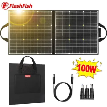solární panel Flashfish SP18V 100W Přenosný Solární Panel 4 v 1 (Solární panel SP 100W od společnosti Flashfish je kompatibilní s většinou solárních generátorů na trhu. Je vyroben z monokrystalických solárních článků s vysokou účinností, která dosahuje až 23,5 %. Panel
