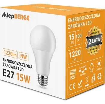 Žárovka BERGE LED žárovka - E27 - 15W - 1500Lm - neutrální bílá MZ0207