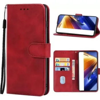 Pouzdro na mobilní telefon TopTechnology Kožené pouzdro pro Poco F4 GT červené, red, tzv. knížka, materiál syntetická kůže