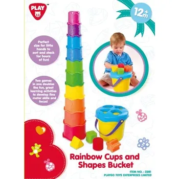 Hračka pro nejmenší PLAYGO - Duhové pohárky + kbelík na tvary
