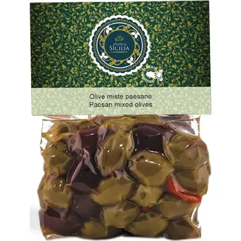 oliva Antica Sicilia mix zelených a černých oliv s bylinkami (Olive Miste Paesane) 350g