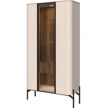 Knihovna Vysoká vitrína Renfri - béžová, tabákový dub