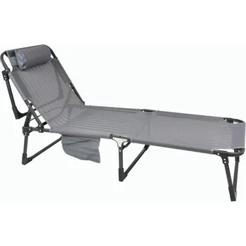 Zahradní lehátko Skládací lehátko s polštářem, šedé, 189 x 63 x 34 cm