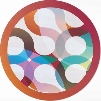 Koberec Kulatý vinylový Koberec do obývacího pokoje ⌀ Kulatý cm Moderní barevné kruhy