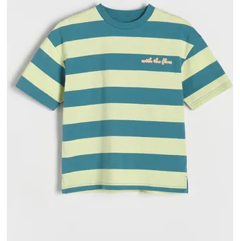 Reserved - Pruhované tričko oversized - světle zelená - 066CJ-70X - 066CJ-70X-128