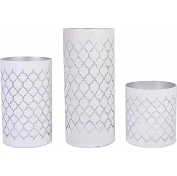 Vánoční světelná dekorace Sada dekoračních luceren, bílé sklo microLED, bez plamene