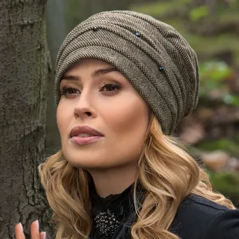 Čepice KRUMLOVANKA Dámská čepice W-0085/Z2P hnědý melange