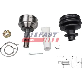 Hřídel nápravy Sada kloubů, hnací hřídel FAST FT25089K