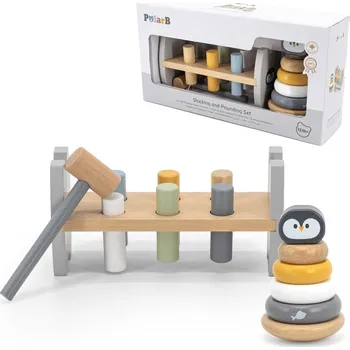 zatloukačka Viga Dřevěná zatloukačka a pyramida - tučňák