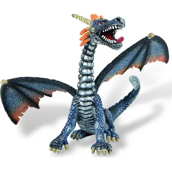 Figurka Bullyland 75594 - Drak sedící modro-stříbrný