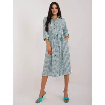 Dámské šaty Elegantní košilové šaty s jemným potiskem Italy Fashion bílotyrkysové EU velikost: S/M
