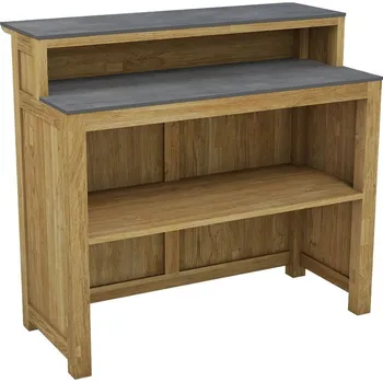 Barový stolek Sunfun Zoe Kuchyňský modul barový, 120 × 110 × 60 cm, teakové dřevo, keramika