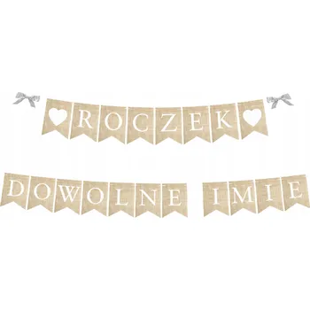 NÁPIS ROCZEK girlanda BANER BOHO EKO 1. narozeniny ROCZEK JMÉNO