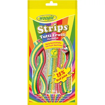 Bonbon Kyselé duhové pásky s ovocnou příchutí [Woogie, 80 g]