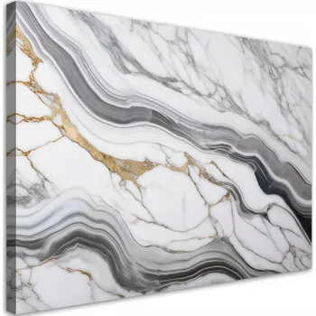 Obraz Obraz na plátně, Šedý Mramor se Zlatem Abstrakce 60x40
