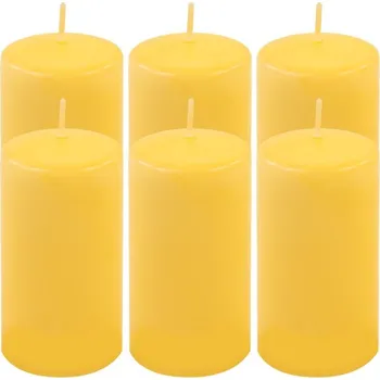 Svíčka Sada sloupových svíček, 11,5 cm, Ø 6 cm, žlutá, 6 ks