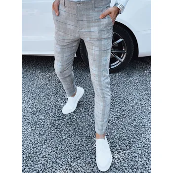 Pánské oblečení Šedé pánské kárované kalhoty UX4407 Velikost: 32