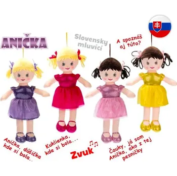 Panenka Hadrová panenka Anička 32 cm na baterie Slovensky mluvící a zpívající 4 barvy