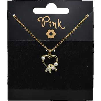 Doplněk pro panenku Pozlacený řetízek s přívěskem SRDCE a PERLY