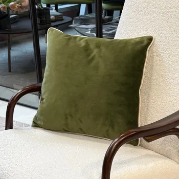 Polštář Polštář samet RIDEX - Zeleno a béžová - 45x45 cm