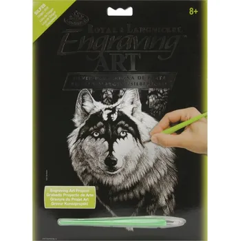 omalovánky Škrábací obrázek stříbrný - Dračí vlk