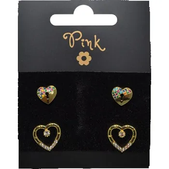 Pozlacené náušnice SET 4 ks SRDCE