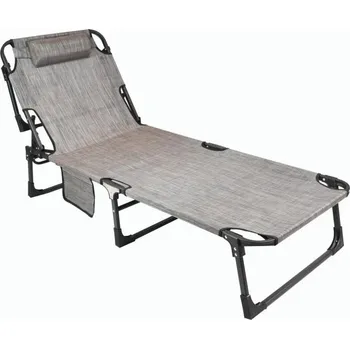 Zahradní lehátko Skládací lehátko, šedá, 189,5 x 58,5 x 33,5 cm