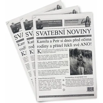 Svatební dekorace Svatební noviny - A4 1/0 - 4 strany (Scvaklé v rožku)