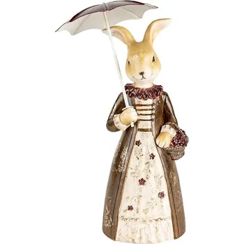 Bytová dekorace Dekorace králičí dáma v šatech s deštníkem - 12*9*21 cm